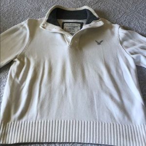 American Eagle zippered/buttoned crew neck sweater